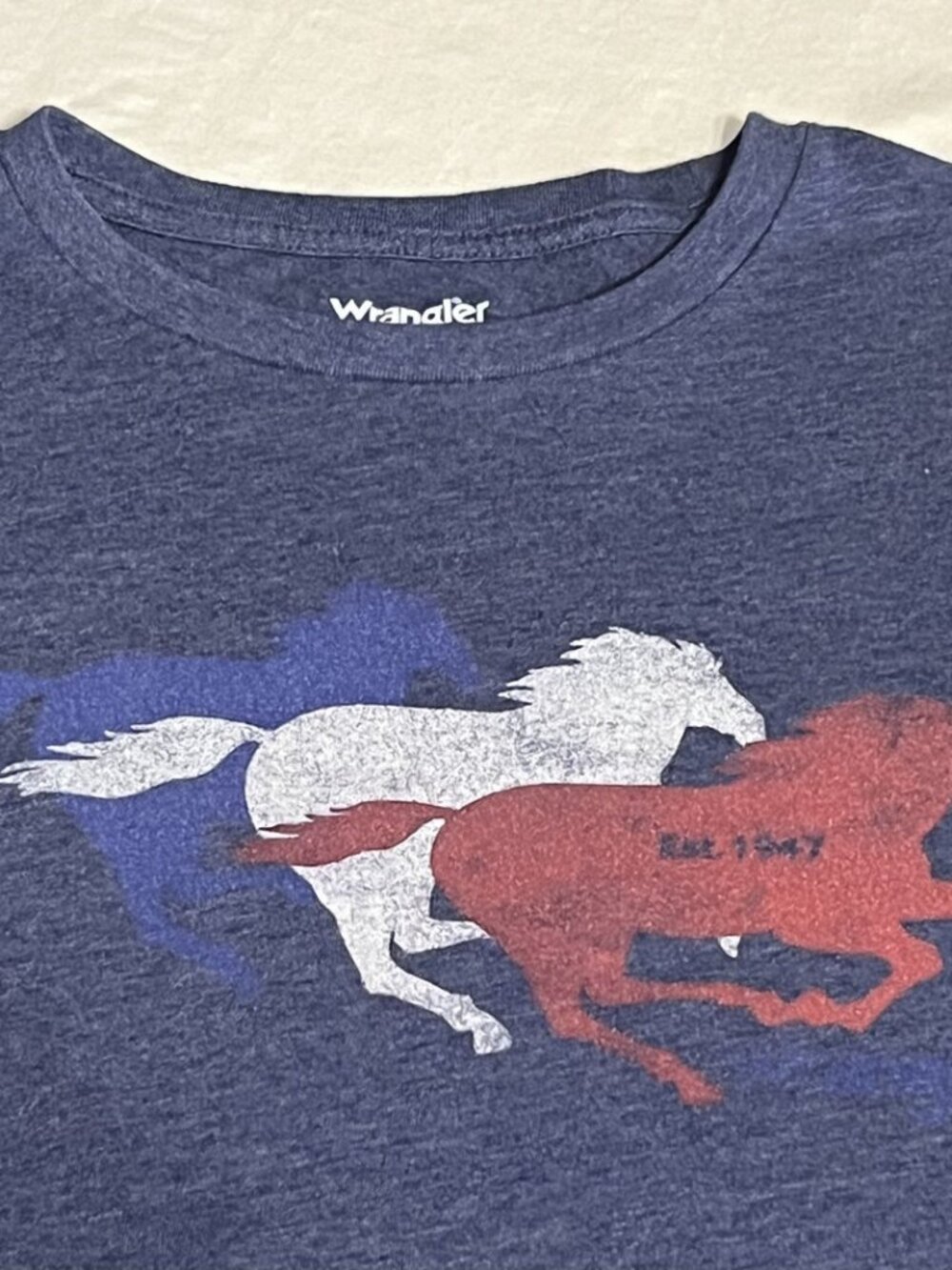 Wrangler Large (L) Women’s Blue Logo Pony Short Sleeve Comfy T-shirt